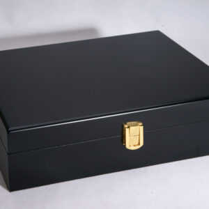 Black matt wooden box with golden lock-JB_018